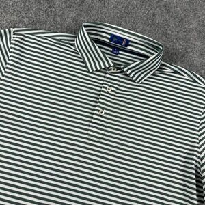Stitch Golf Polo Shirt Mens L Green White Striped Performance Short Sleeve Top